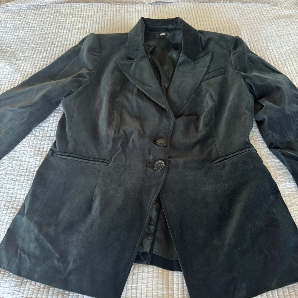 Paige Dark Green Velvet Blazer